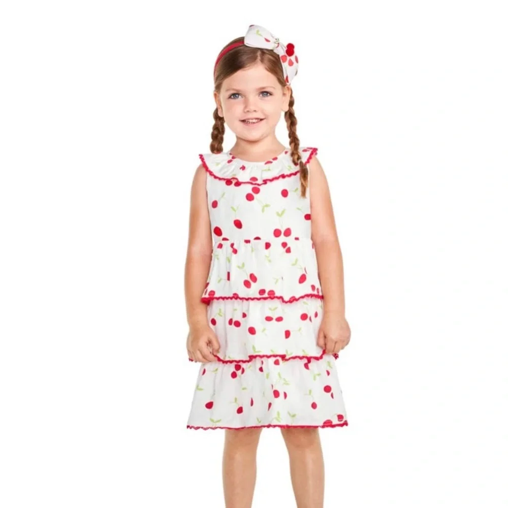 Gymboree red and white tiered cherries dress